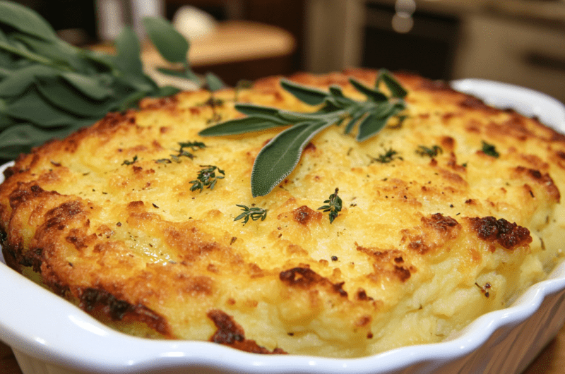 Cheesy Herb Mashed Potato Bake