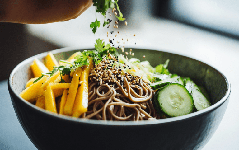 Chilled Soba Noodle Salad with Cucumber and Mango