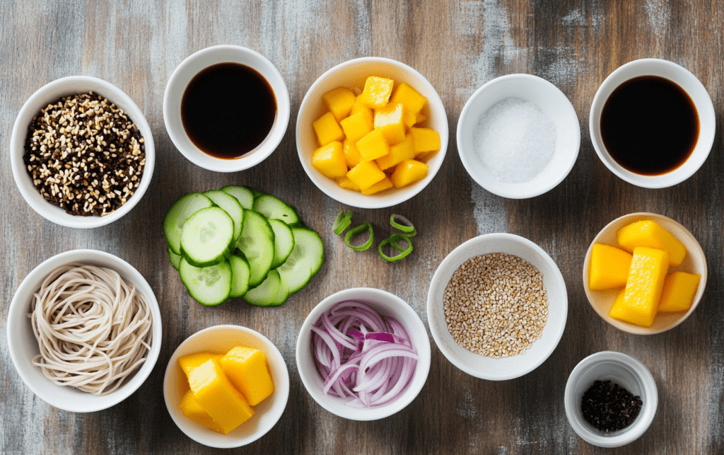Chilled Soba Noodle Salad with Cucumber and Mango