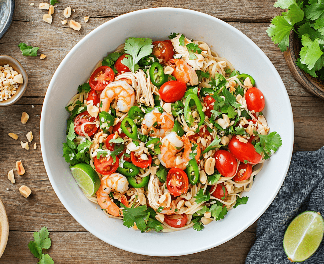 Thai Chicken and Shrimp Noodle Salad