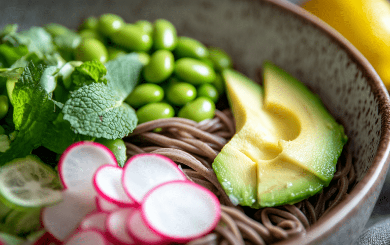 Tangy Sesame Soba Noodles with Cucumber Bok Choy and Mixed Greens Tangy Sesame Soba Noodles with Cucumber Bok Choy and Mixed Greens