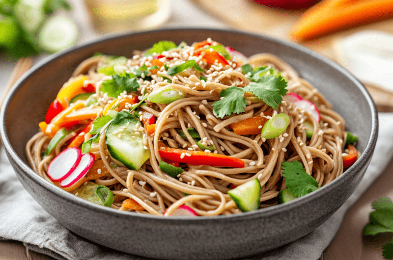 Chilled Sesame Noodles with Fresh Veggies