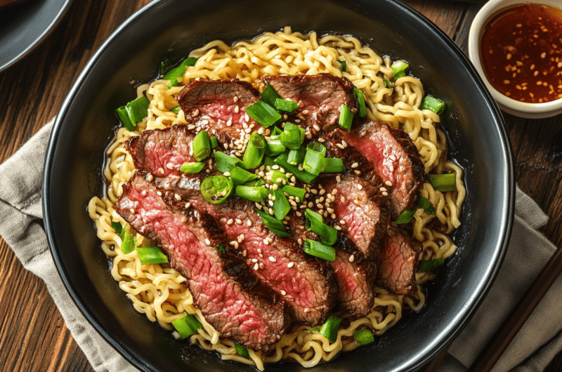 Beef Ramen with Sesame-Ginger Sauce