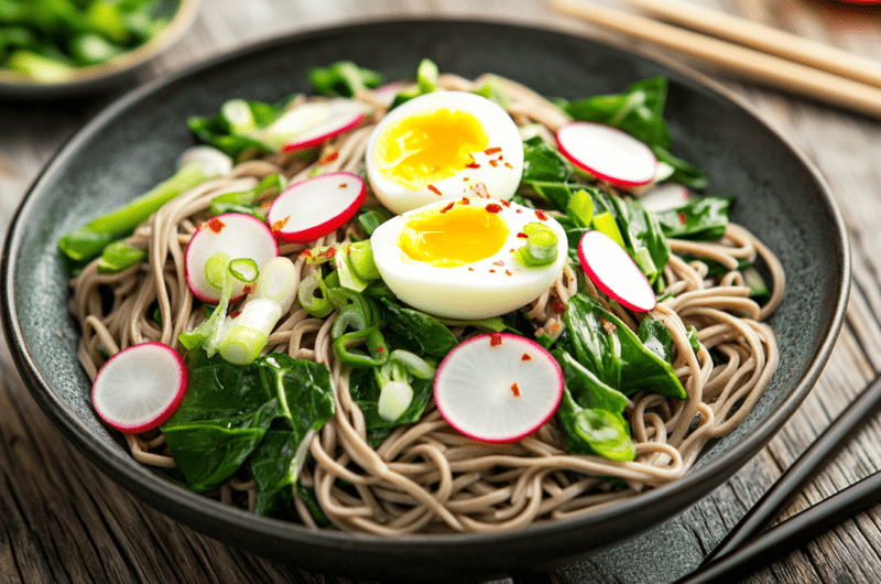 Chilled Soba with Soft-Boiled Eggs and Greens 3 Chilled Soba with Soft-Boiled Eggs and Greens