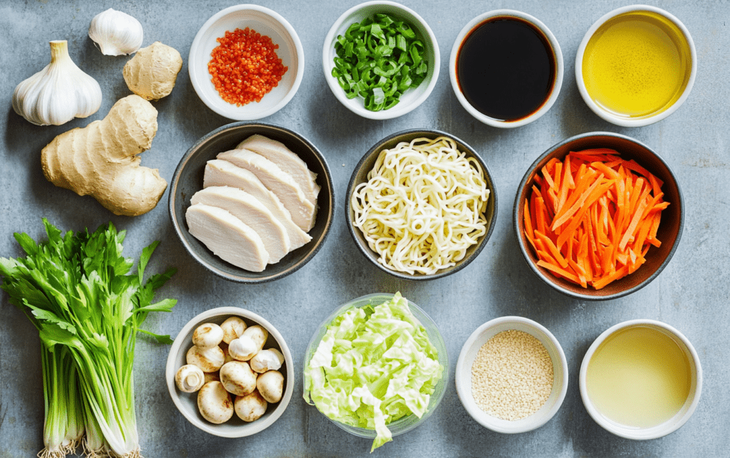 Asian Chicken Noodle Soup raw 1