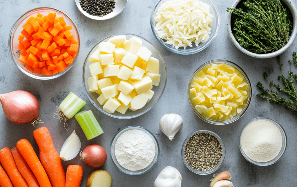 Creamy Chicken Noodle Soup raw 1