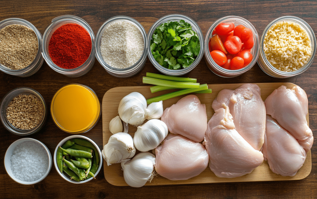 Spicy Cajun Chicken Rice Soup raw 1