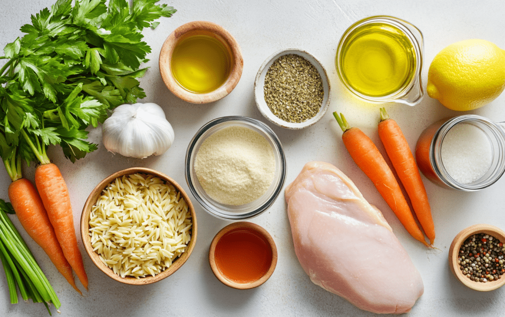 Zesty Chicken Orzo Soup raw 1
