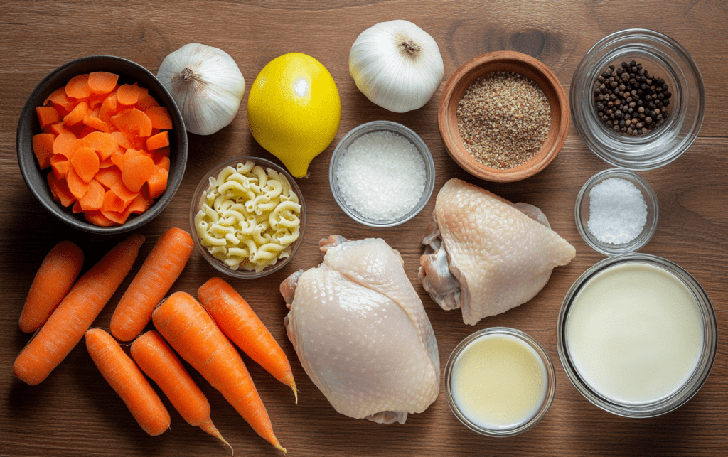 Creamy Chicken Macaroni Soup Raw 1