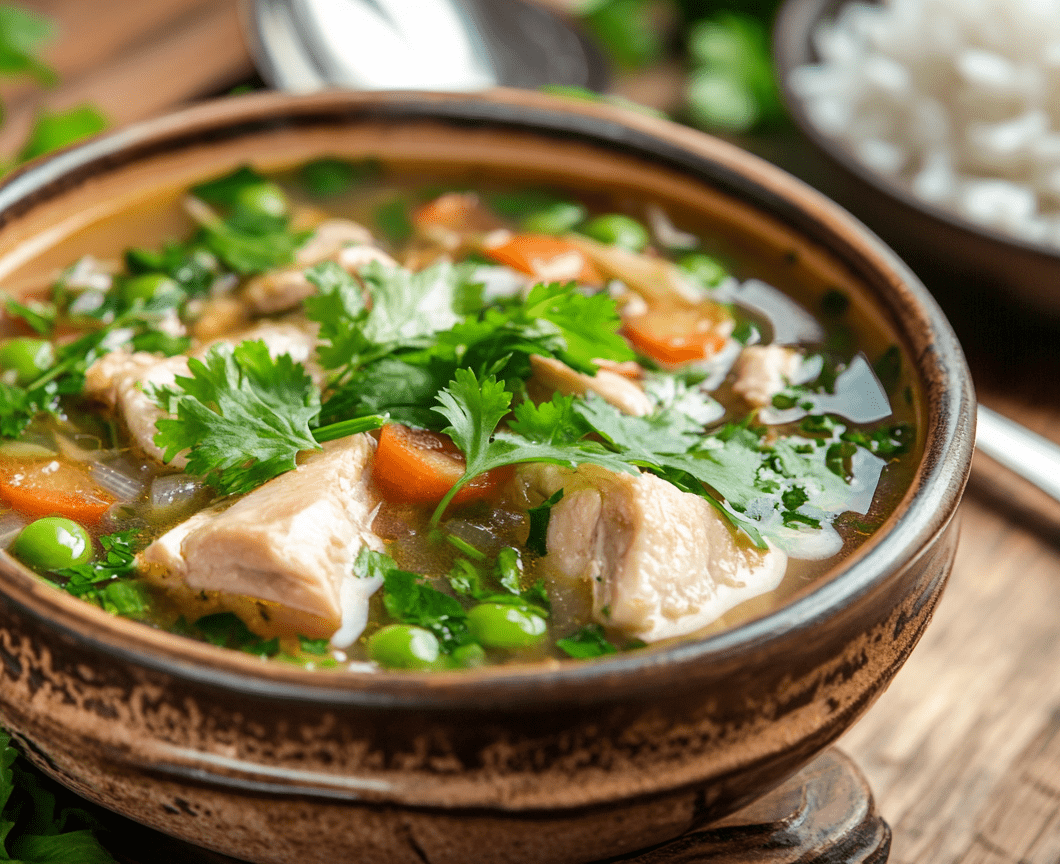 Chicken with Banana Core and Pigeon Peas