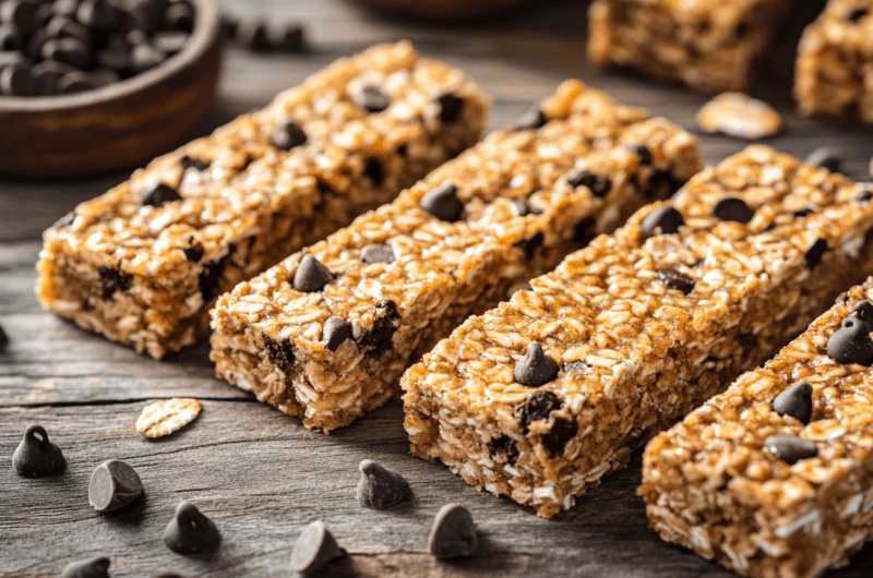 Microwave Chewy Chocolate Chip Granola Bars
