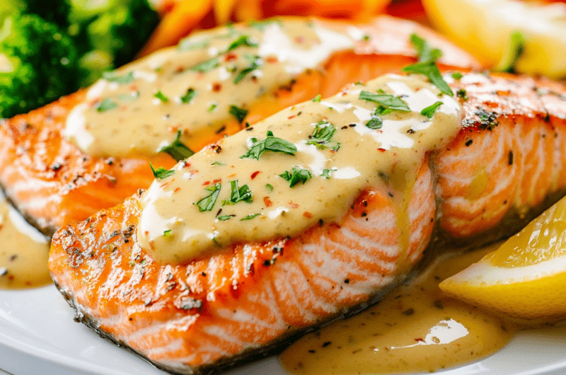 Salmon with Herb Mustard Sauce