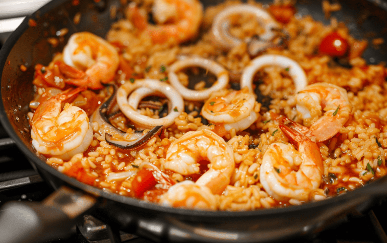 Smoky Paella with Shrimp and Squid