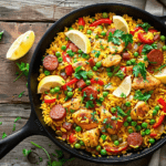 Easy Skillet Chicken and Chorizo Paella