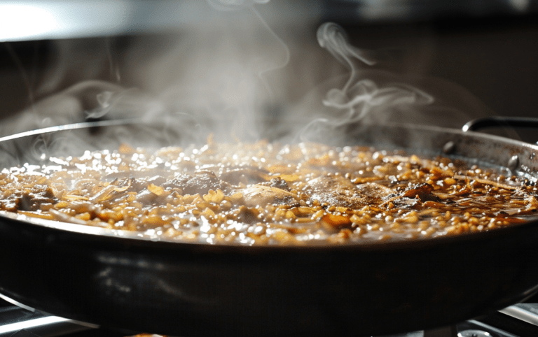 Delicious Spanish Seafood and Chicken Paella with Chorizo