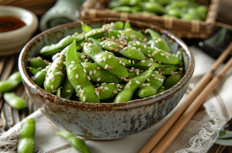 Spicy Garlic Ginger Edamame