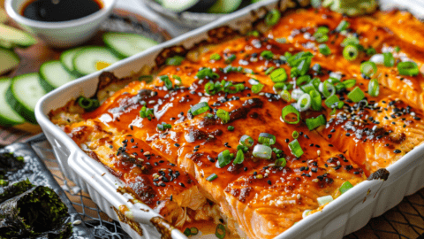Spicy Salmon Sushi Casserole