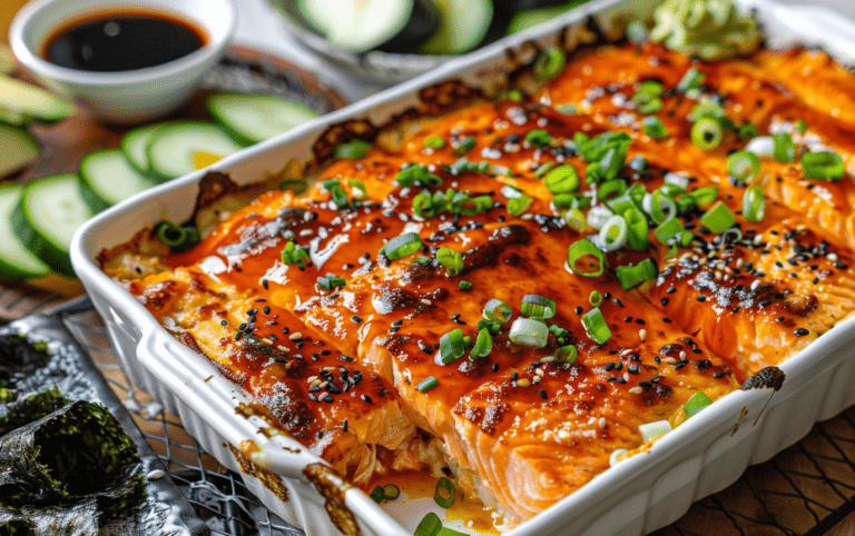 Spicy Salmon Sushi Casserole
