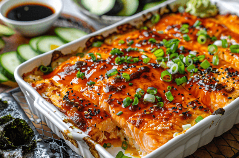 Spicy Salmon Sushi Casserole
