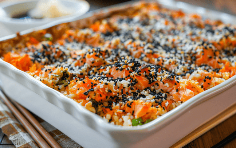 Spicy Salmon Sushi Casserole