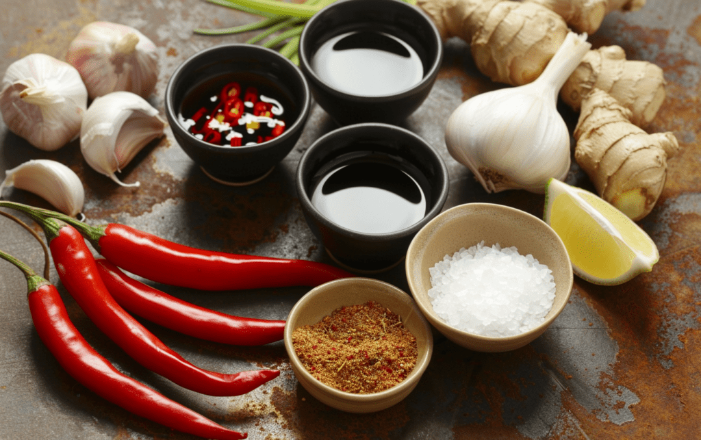 hainanese chicken rice trio sauces raw2