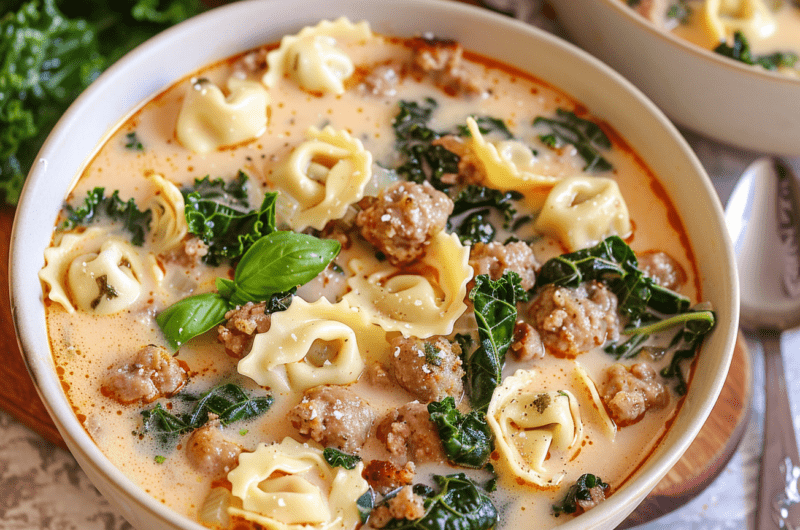 Sausage and Kale Tortellini Soup