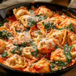creamy spinach ricotta tortellini done