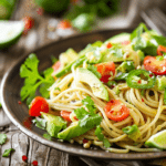 Avocado linguine salad