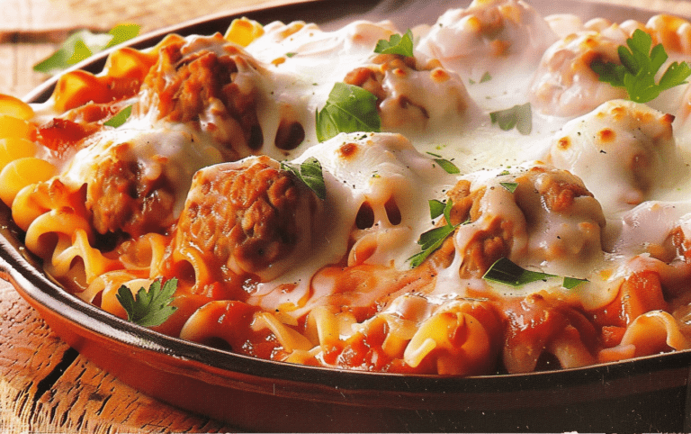 Cavatappi Meatball Bake