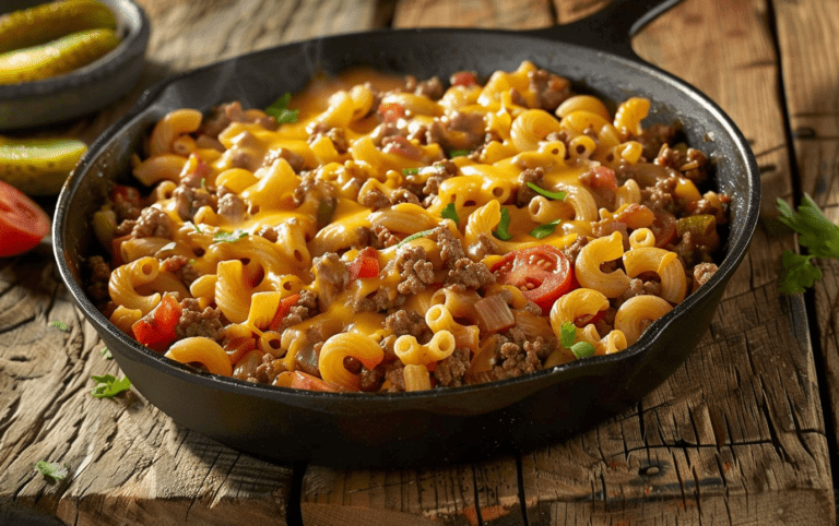 Cavatappi Cheeseburger Skillet