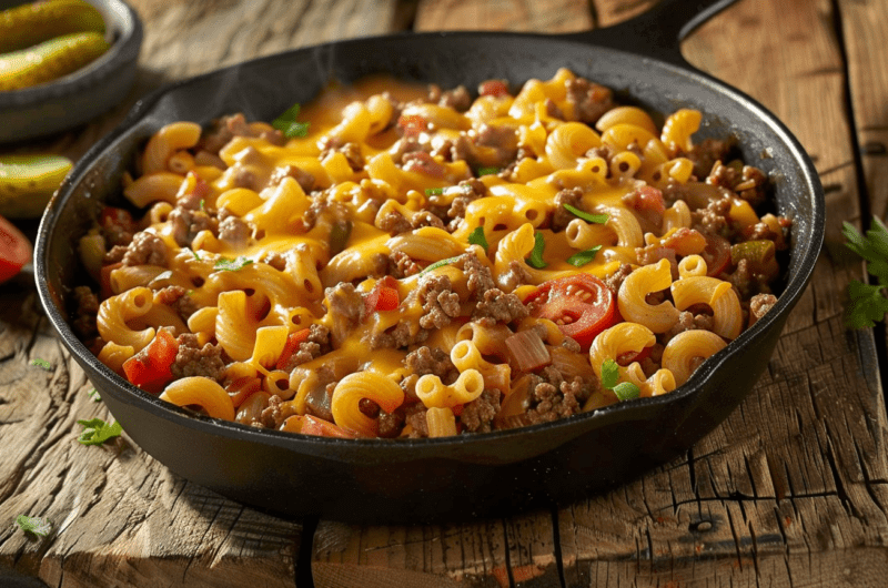 Cavatappi Cheeseburger Skillet