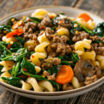 Cavatappi Beef and Spinach Bowl