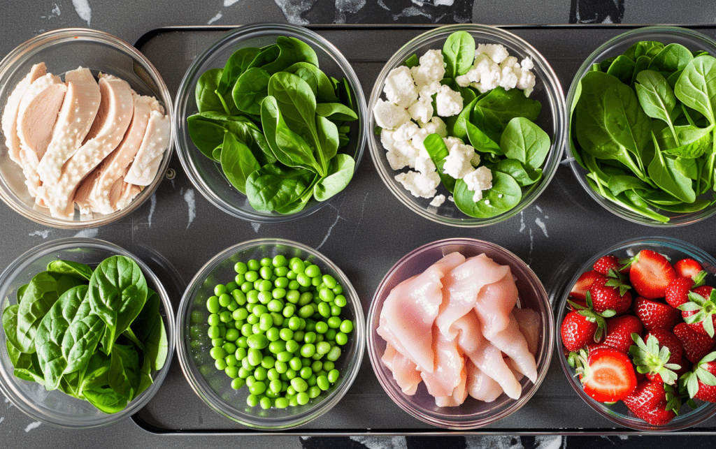 Fresh Chicken and Spring Veggie Salad Ingredients