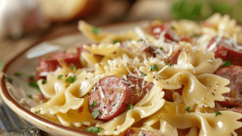 Cabbage Sausage Pasta Toss