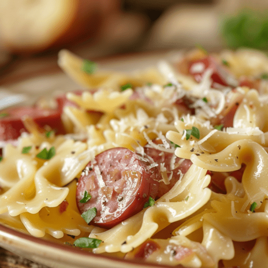 Cabbage Sausage Pasta Toss