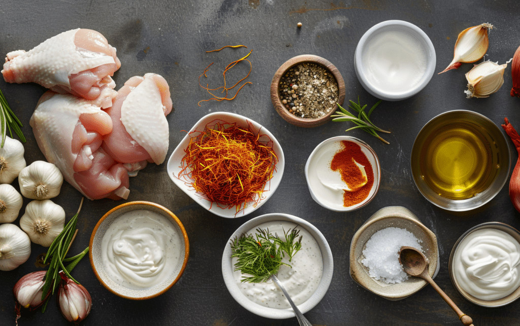 Persian Saffron Yogurt Chicken Kebabs Ingredients