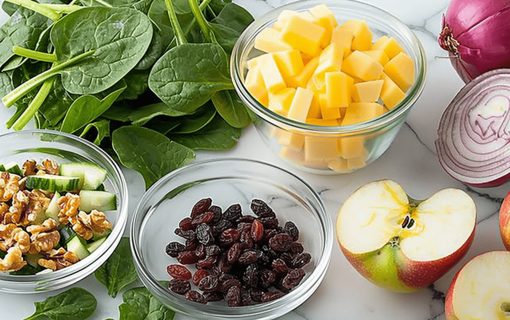 Apple Spinach Salad with Yogurt Dressing Ingredients