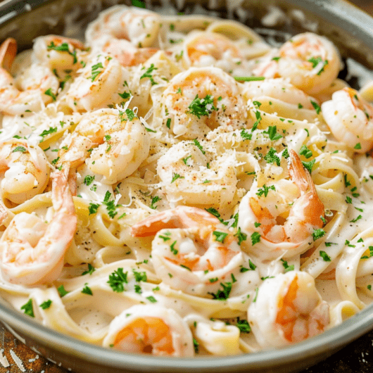 Juicy Shrimp Alfredo Pasta