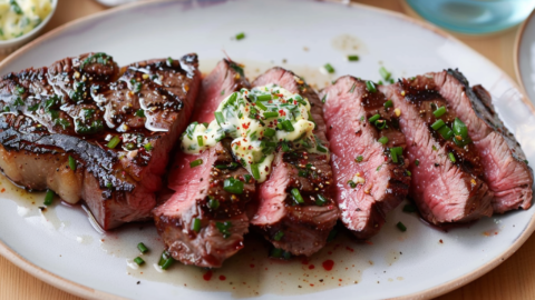 Air-Fried Sirloin Steak with Garlic-Herb Butter