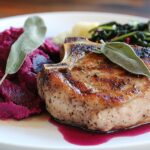 Savory Sage Pork with Beet Mash and Chard_ done