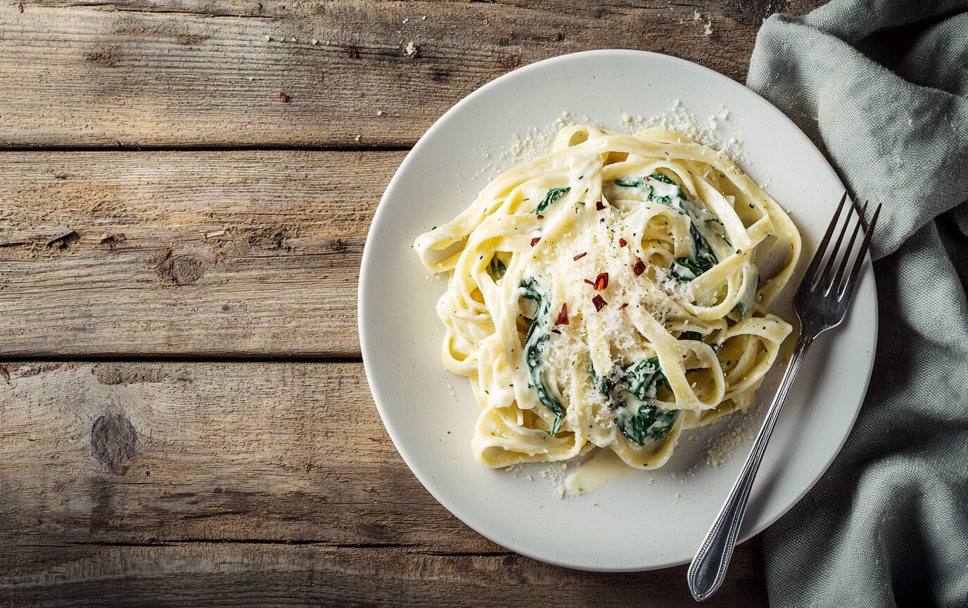 Easy Spicy Spinach Alfredo Pasta SoyRice Kitchen
