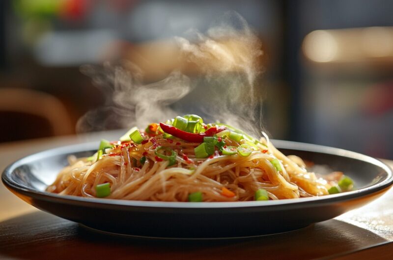 Fiery Garlic Rice Noodles - SoyRice Kitchen