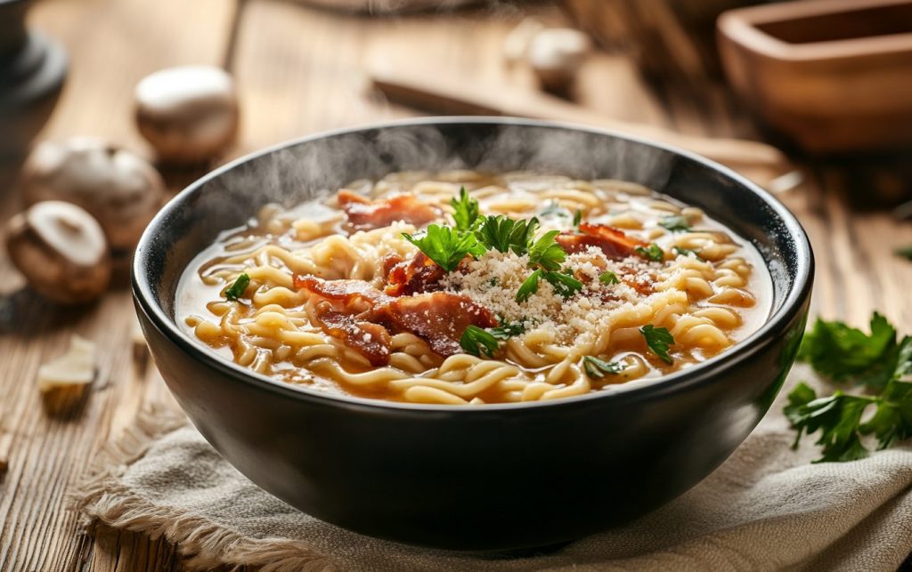 Spicy Pancetta Carbonara Ramen