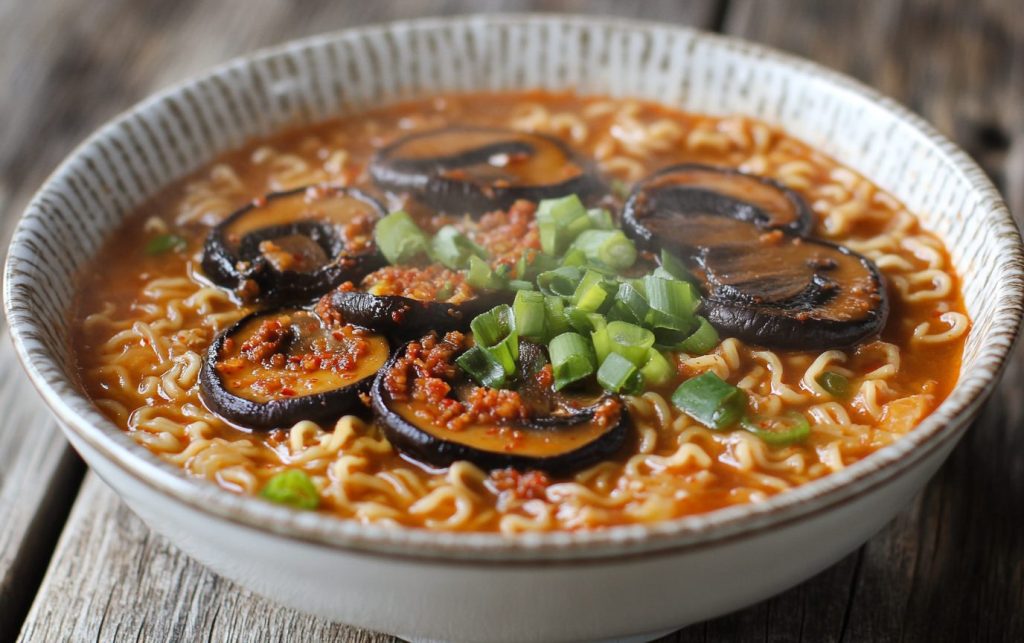 Portobello Mushroom Kimchi Ramen_done