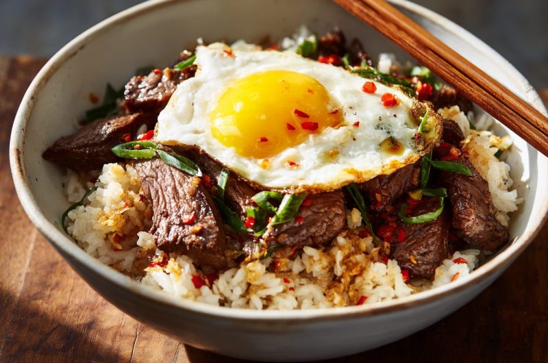 Beef Garlic Rice Bowl