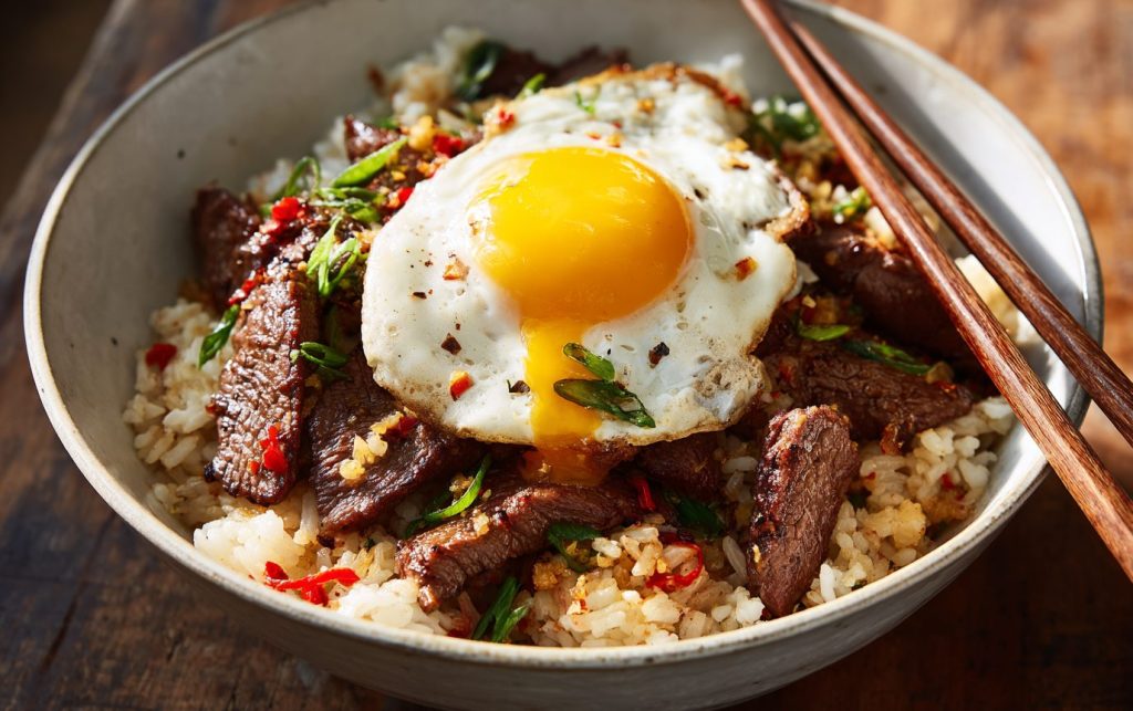 Beef Garlic Rice Bowl
