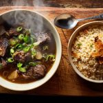 Hearty Beef Stew Garlic Rice