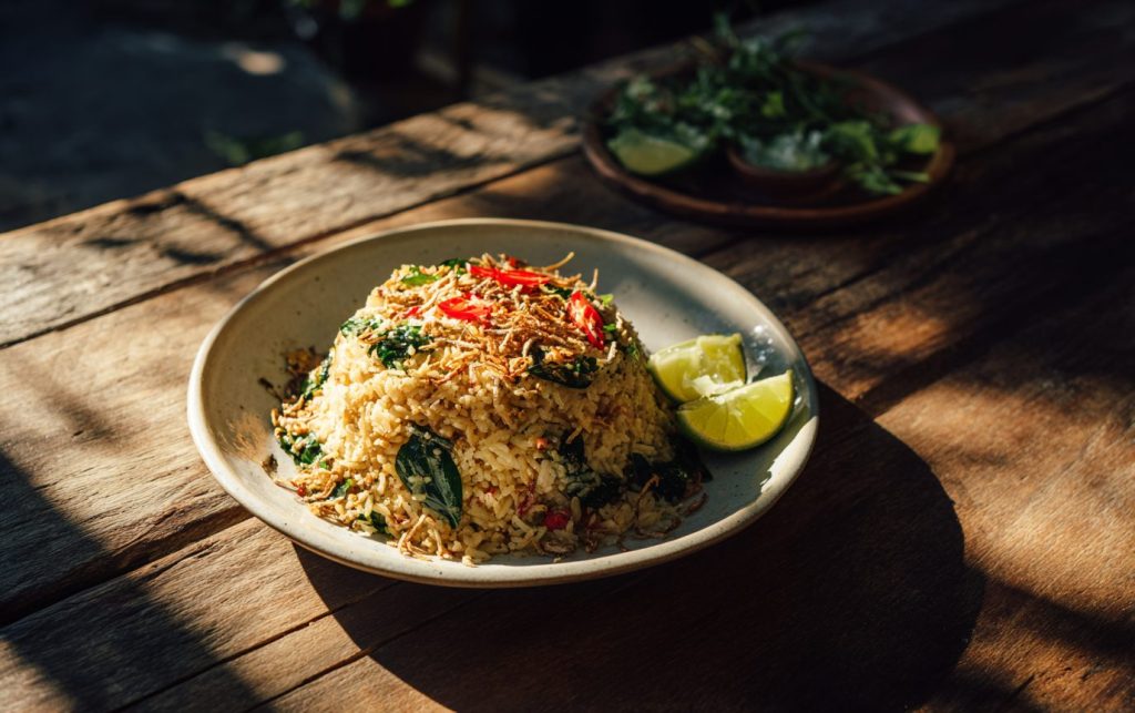 Taro Leaf Coconut Rice