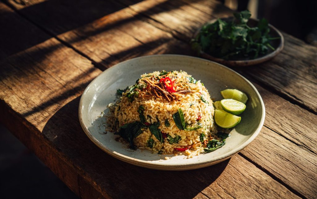 Taro Leaf Coconut Rice