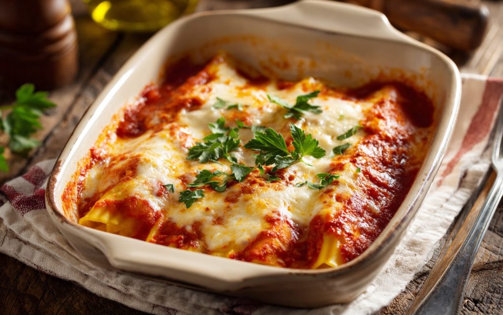 Cheesy Baked Manicotti